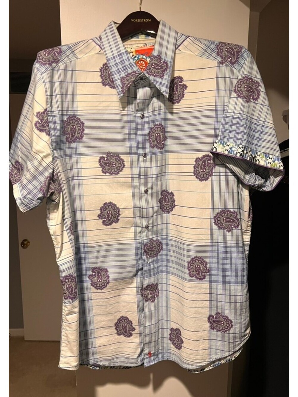 Robert Graham Men's XL Classic Fit Short Sleeve Button-Up Shirt Paisley / Plaid